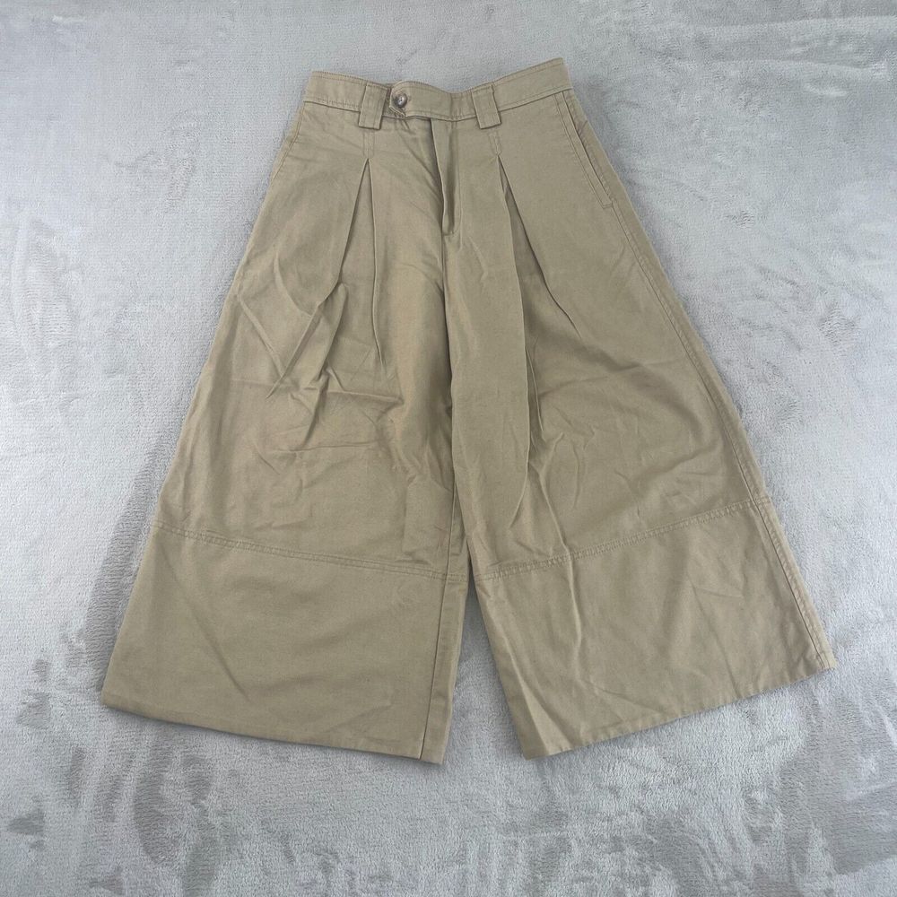 Banana Republic Cropped Wide Leg Pants 2 Beige Linen Blend Pleated Trousers NWOT